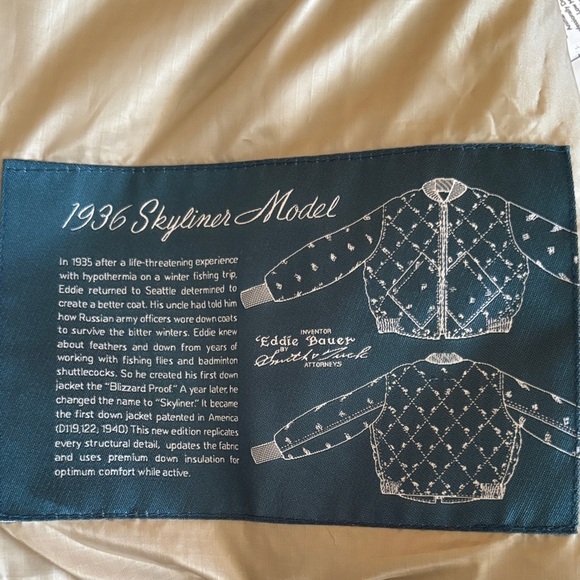 BNWOT Eddie Bauer 1936 Skyliner Model  Quilted Jacket Down - Picture 6 of 13